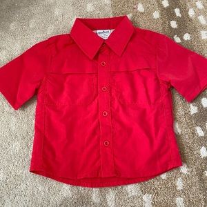 Blue Quail Red Performance Button Down Shirt, Size 12mth